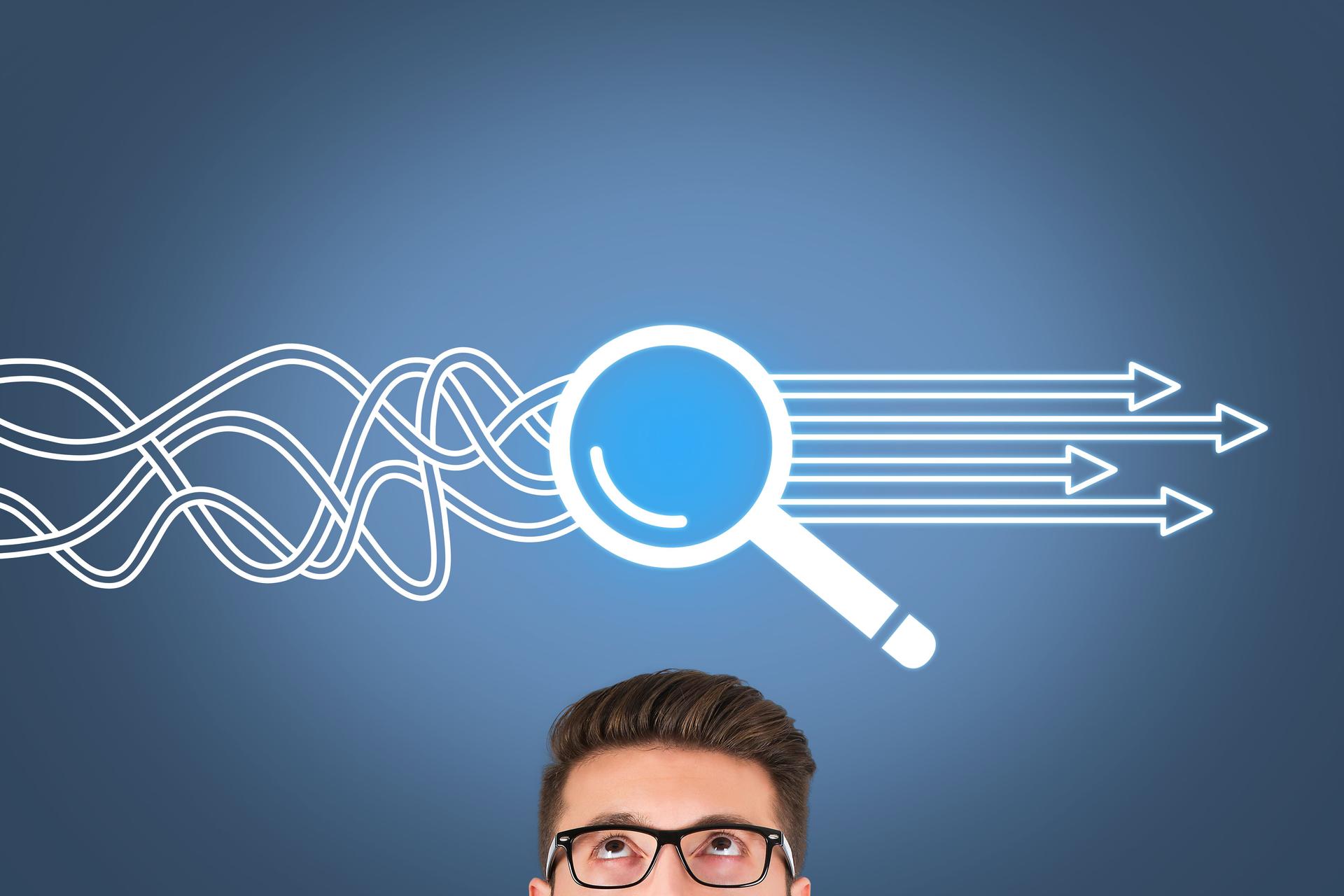 Solution Concepts with Magnifying Glass on Touch Screen